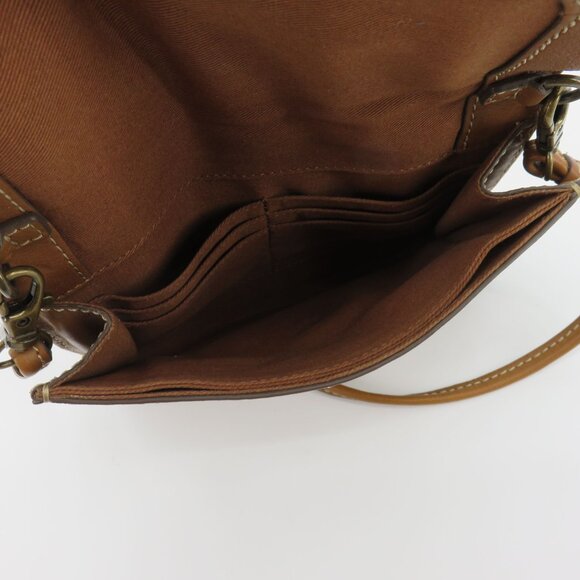 Frye Brown Leather Ring Flap Front Crossbody Handbag Purse Bag Removable Strap - Picture 5 of 9